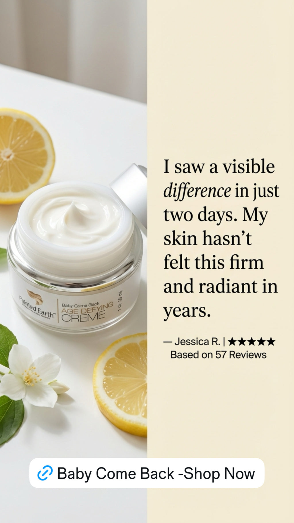 Baby Come Back Age Defying Creme, Natural & Organic RESULTS AFTER 2 DAYS!